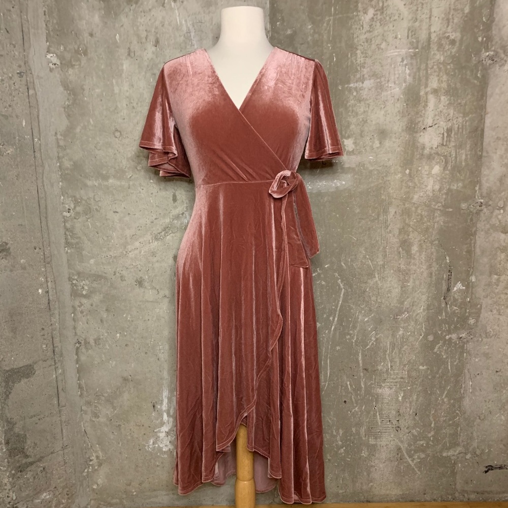 Velvet faux wrap dress